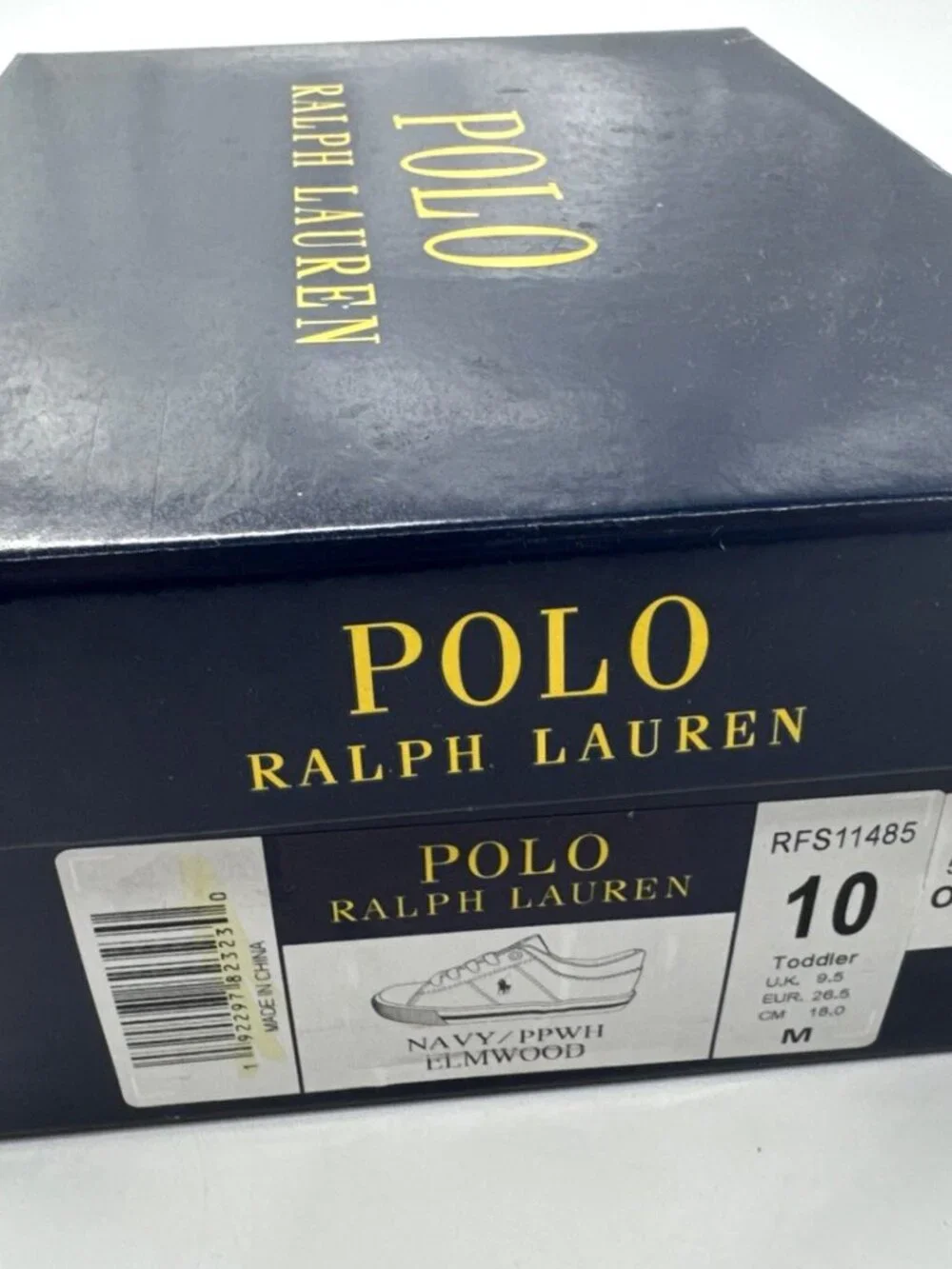 Ralph Lauren Polo Shoes Toddler Boys 10 Blue Sneakers Lace Up Canvas with Box